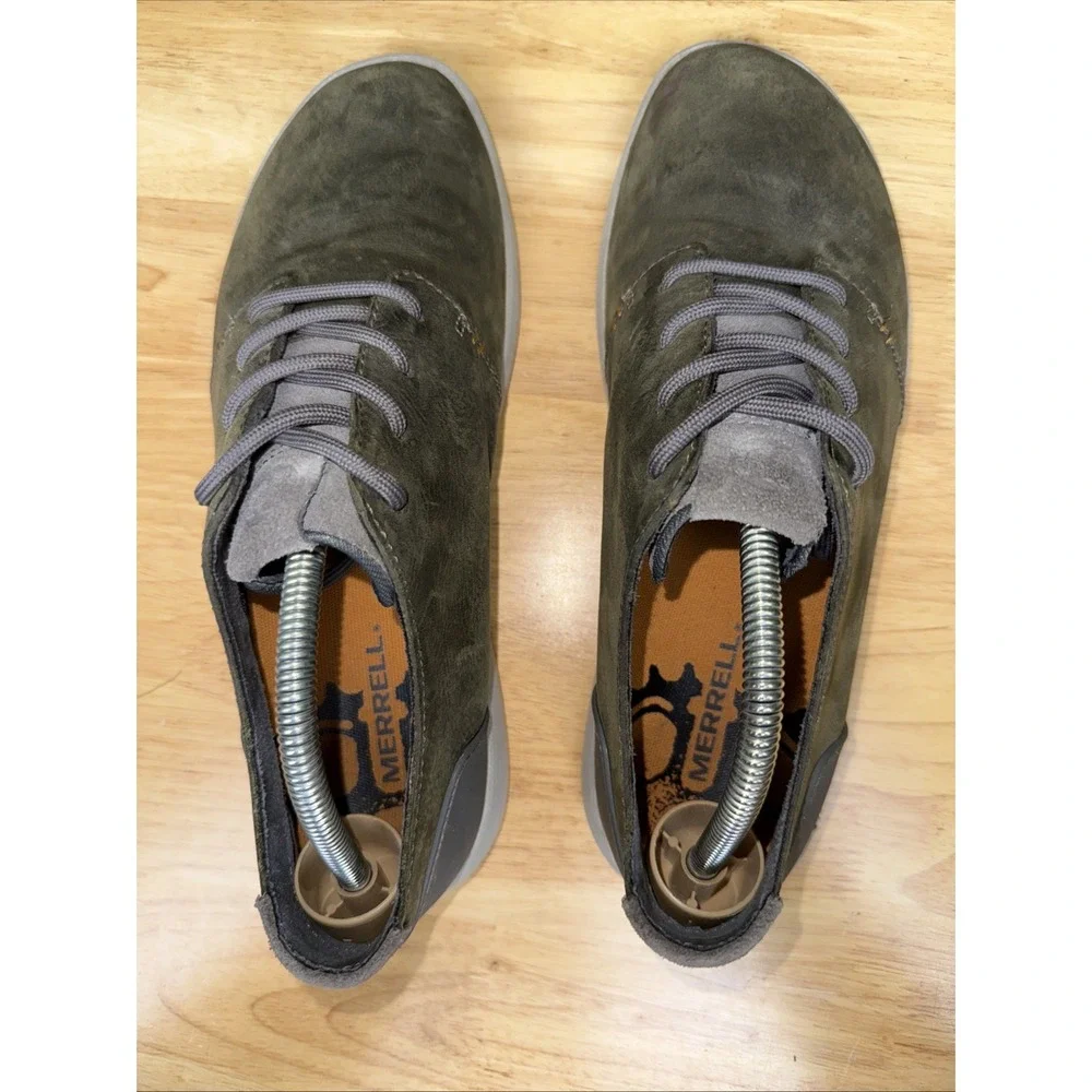 Merrell Freewheel Leather Casual Shoes Loafers Charcoal Gray Green Mens 9 J69189